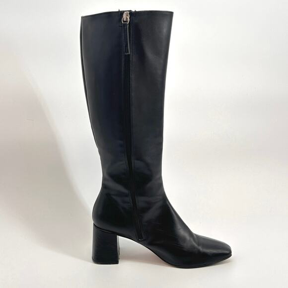 SVEGAN Chalk Vegan Leather Knee High Boots Black Made in Spain Women’s US 9.5 - Picture 7 of 12